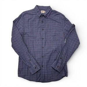 Faherty Flannel Button Down Shirt Mens Medium Organic Cotton Plaid Blue Pink